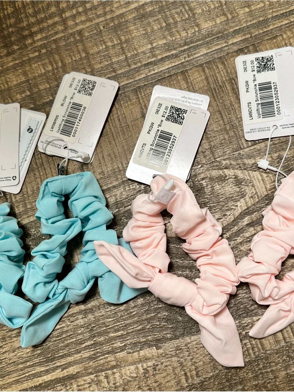 Lululemon Uplifting Scrunchie Bow Bundle NWT Pink Blue 4pc
